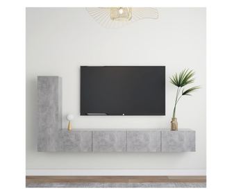 Set TV ormarića, 3 dijela, betonski sivi, PAL