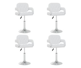 Okretna kuhinjska stolica, 4 kom., bijela, ekološka koža