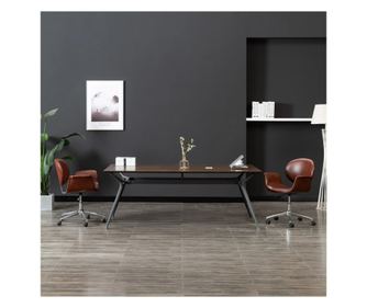 Okretna kuhinjska stolica, 2 kom., smeđa, ekološka koža