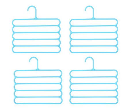 Set 4 umerase multifunctionale din plastic cu 5 pozitii pentru pantaloni, fuste, cravate, prosoape, care ajuta la economisirea s