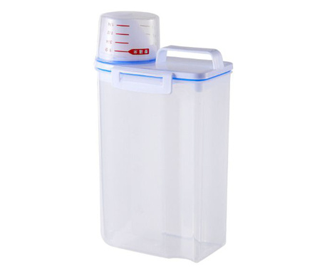 Recipient etans din plastic PP cu inchidere ermetica, fara BPA, maner si capac gradat, pentru depozitare alimente uscate sau man