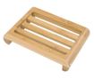 Sapuniera din lemn natural Bambus, anti-derapanta, drenaj apa, 10.9 x 7.5 cm, Maro