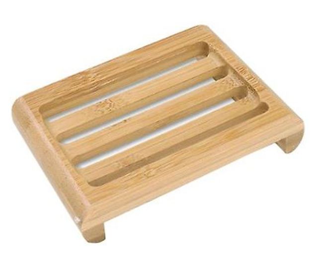 Sapuniera din lemn natural Bambus, anti-derapanta, drenaj apa, 10.9 x 7.5 cm, Maro