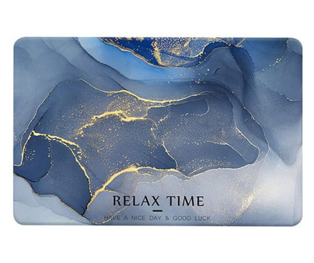 Mercaton® Relax Time ultra nedvszívó, csúszásgátló fürdőszőnyeg, Diaton anyag, luxus márvány modell, 40 x 60 cm, kék