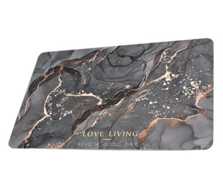 Mercaton® Love Living ultra nedvszívó, csúszásgátló fürdőszőnyeg, Diaton anyag, Lux márvány modell, 40 x 60 cm, fekete