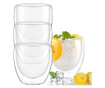 Set 4 pahare din sticla cu pereti dubli, Quasar & Co.®, 250 ml, termorezistente, design modern, h 9 cm, d 8 cm