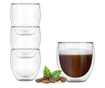 Set 4 pahare din sticla cu pereti dubli, Quasar & Co.®, 250 ml, termorezistente, design modern, h 9 cm, d 8 cm