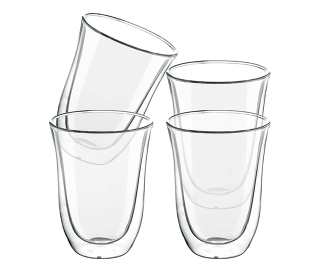 Комплект стъклени чаши quasar & co., двустенни, За кафе лате, d 8,8 x h 12 cm, 270 ml, 4 броя