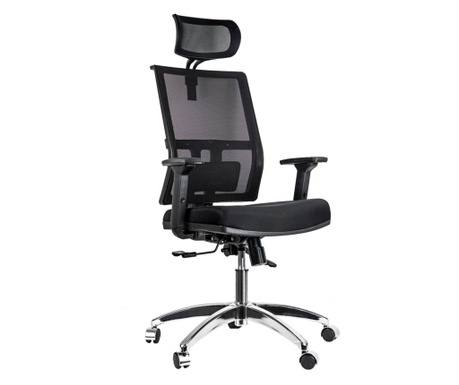 Irodai szék, Quasar &Co., Alfa Star modell, fejtámlával, ergonomikus, állítható magasság és háttámla, deréktámasz, háló/ABS, fek