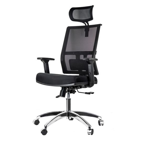 Irodai szék, Quasar &Co., Alfa Star modell, fejtámlával, ergonomikus, állítható magasság és háttámla, deréktámasz, háló/ABS, fek