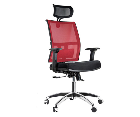Irodai szék, Quasar & Co., Alfa Star modell, fejtámlával, ergonomikus, állítható magasság és háttámla, deréktámasz, háló/ABS, Me