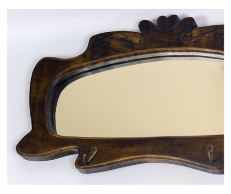 Oglinda handmade cu 2 agatatori ,lemn de tei, 48x26x2cm