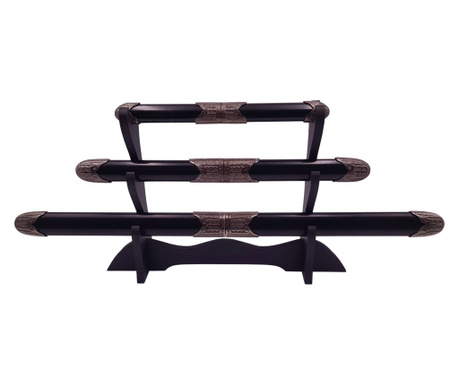 IdeallStore® dekoratív dupla késkészlet, panoply, Ronin Ground, fekete, fém, 51.5 cm, tartó tartalmazza