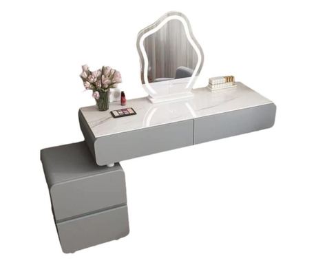 Сет дамска тоалетка, ЛЕД огледало, комод, сив цвят, 100х76h см