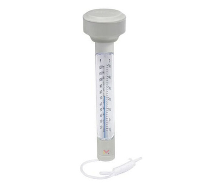 Termometru plutitor cu snur pentru masurarea temperaturii apei din piscine, 19 x 5 cm, Alb
