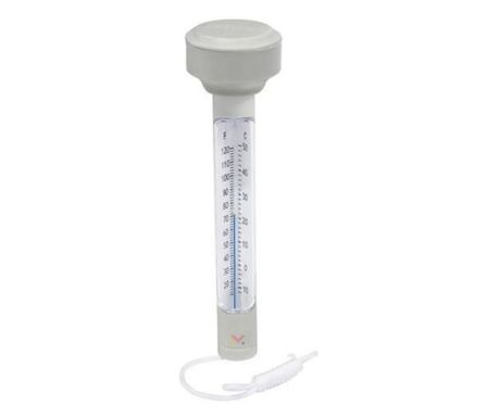 Plavajoči termometer za bazen z vrvico, 19 x 5 cm, bel
