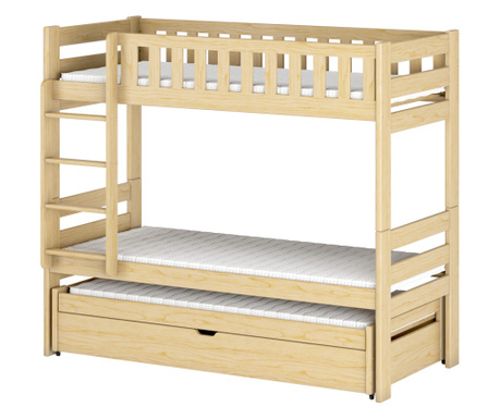Детско двуетажно легло, AKL FURNITURE, Harveynew, 200x80x163см, бежово, борова дървесина, FSC 100%