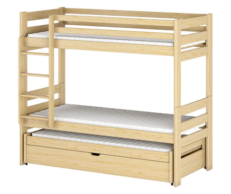 Детско двуетажно легло, AKL FURNITURE, Lessinew, 200x80x163см, бежово, борова дървесина, FSC 100%