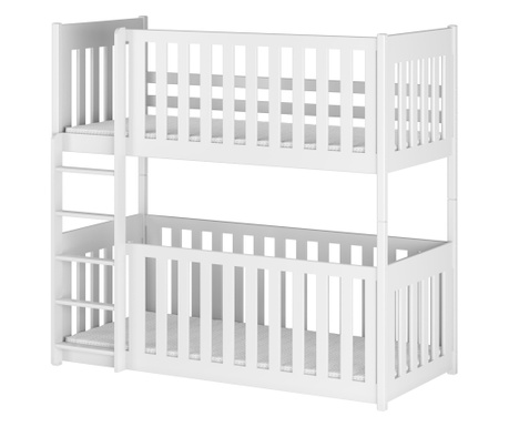 Детско двуетажно легло, AKL FURNITURE, Konrad, 180x80x175см, бяло, борова дървесина, FSC 100%
