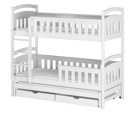 Gyerek emeletes ágy, AKL FURNITURE, Harriet, 190x90x164cm, fehér, fenyőfa, FSC 100%
