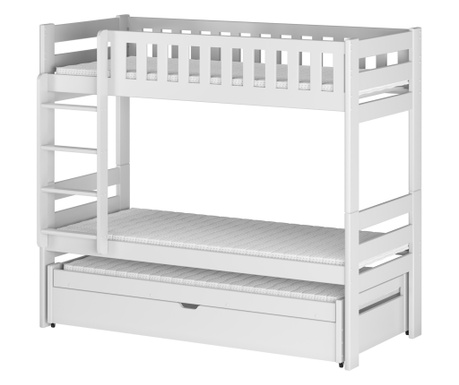 Детско двуетажно легло, AKL FURNITURE, Harveynew, 200x90x163см, бяло, борова дървесина, FSC 100%