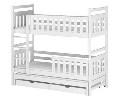 Детско двуетажно легло, AKL FURNITURE, Klara, 200x90x171см, бяло, борова дървесина, FSC 100%