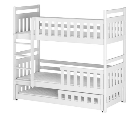 Gyerek emeletes ágy, AKL FURNITURE, Oliwia, 200x90x171cm, fehér, fenyőfa, FSC 100%