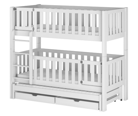 Детско двуетажно легло, AKL FURNITURE, Agata, 180x80x164см, бяло, борова дървесина, FSC 100%