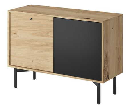 Komoda, AKL FURNITURE, Flow, 102x41x74cm, bež, crna, melamin, ABS