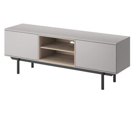 TV komoda, AKL FURNITURE, Inox, 150x40x54cm, siva, melamin, ABS