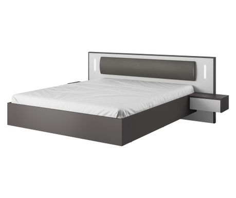 Bračni krevet, AKL FURNITURE, Sega, 200x160x92cm, bijela, siva, melamin, ABS