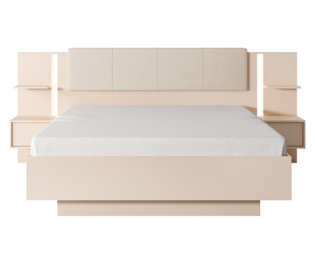 Bračni krevet, AKL FURNITURE, Dast, 200x160x105cm, ružičasta, melamin, ABS