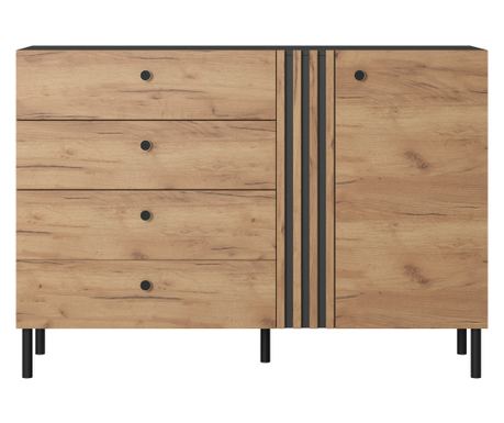 Komoda, AKL FURNITURE, Deco, 139x40x97cm, bež, grafit, melamin, ABS