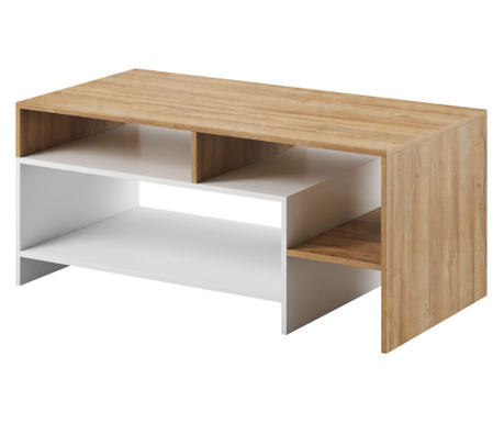 Masuta cafea, AKL FURNITURE, Alva, 120x60x53cm, bej, grafit, melamina, ABS