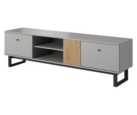 TV komoda, AKL FURNITURE, Avio, 175x40x51cm, siva, melamin, ABS