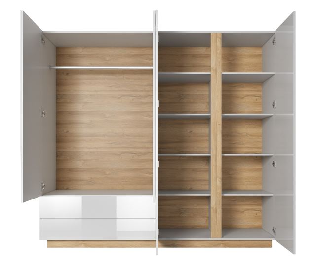 Ruhásszekrény, AKL FURNITURE, Arco, 220x54x203cm, fehér, melamin, ABS