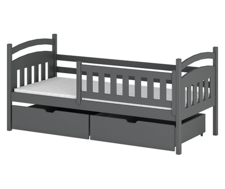 Dječji krevet za jednu osobu, AKL FURNITURE, Terry, 180x80x85cm, grafit, borovina, FSC 100%