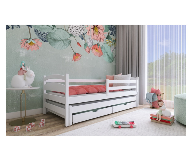 Dječji krevet, AKL FURNITURE, Tosia, 200x90x71cm, bijela, borovina, FSC 100%