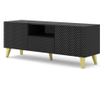 TV komoda, AKL FURNITURE, Ravenna P, 150x42x56cm, crna, zlatna, melamin, MDF, ABS