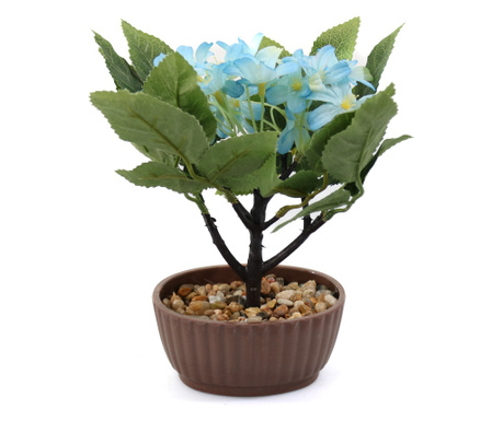 Ghiveci Cu Flori Artificiale, Albastru, 22cm - Albastru, Plastic, 22cm