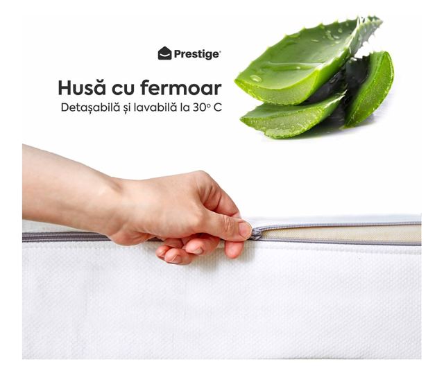 Saltea ALOE VERA HYGENE BIO MEMORY 18+5, 7 zone de confort, spuma cu memorie, husa detasabila cu fermoar, lavabila  200x140x25cm