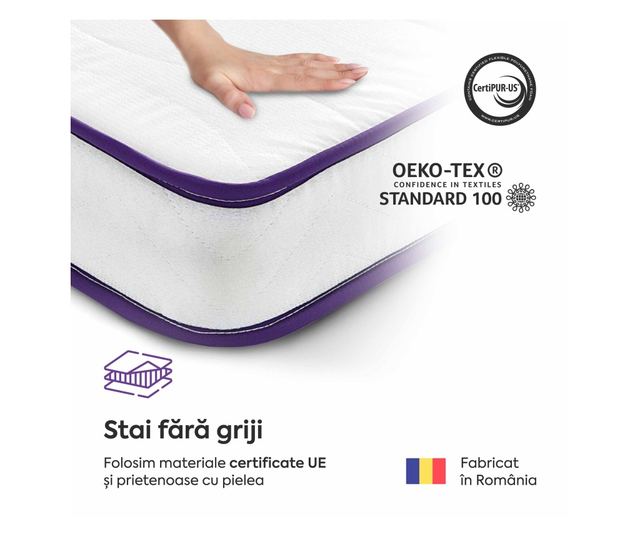 Saltea BASIC ERGO PURPLE LINE, spuma poliuretanica, reversibila, hipoalergenica, ortopedica  200x80x12cm