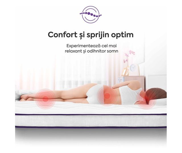 Saltea BASIC ERGO PURPLE LINE, spuma poliuretanica, reversibila, hipoalergenica, ortopedica  200x80x12cm