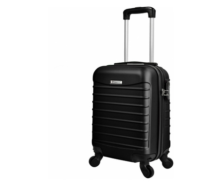 Куфар за ръчен багаж Quasar & Co., Модел Line, с 4 разглобяеми колела, ABS, 40 х 30 х 20 см, Черен