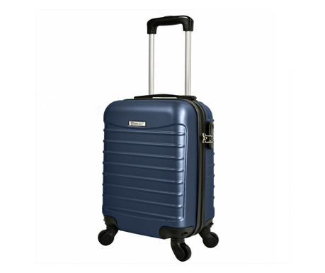 Куфар за ръчен багаж Quasar & Co., Модел Line, с 4 разглобяеми колела, ABS, 40 х 30 х 20 см, Тъмносин