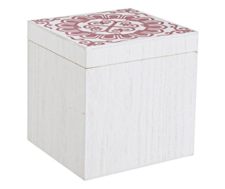 Set 4 lesenih škatel rdeče bela Barcelona 16x16x16 cm