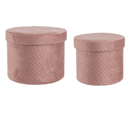 Set od 2 Averill ružičaste kutije od velura 18x14 cm, 22x16 cm