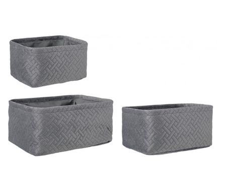 Σετ 3 Τσόχινα Καλάθια Αποθήκευσης Averill 20x14x10 εκ, 24x16x11 εκ, 27x20x12 εκ