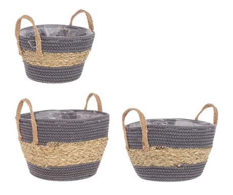 Set od 3 prirodno sive košare Alyce 23x16 cm, 27x19 cm, 30x22 cm