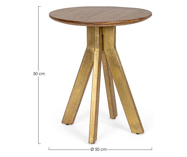 Помощна масичка Sherman, златистокафява, 50x50 см